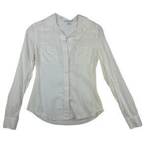 James Perse Standard Long Sleeve Button-Up Shirt Blouse White Size 1 | S
